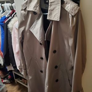 H&m dark beige double breated trench coat